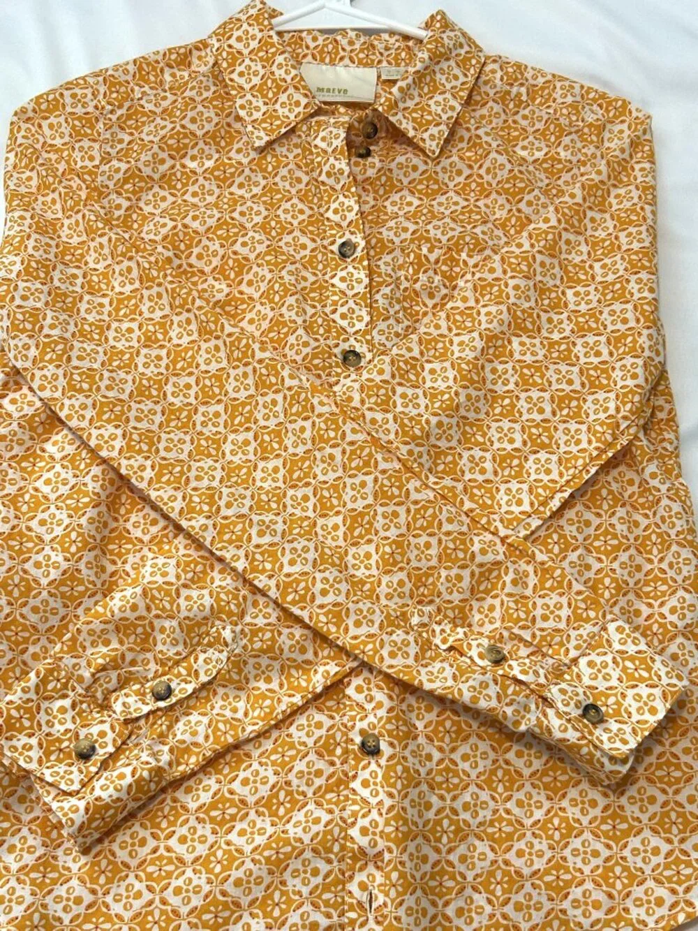 Maeve Petrin cotton button down orange shirt, size 0